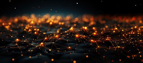 abstract black and gold virtual network - design element for technology background - connectivity backdrop illustration - generative ai