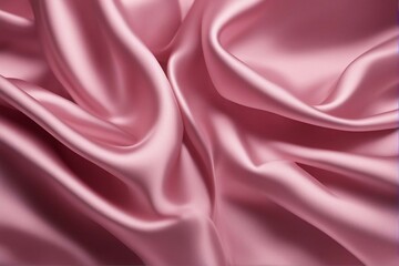 Soft pink silk satin background. Beautiful soft folds on the smooth surface of the fabric. Luxury background