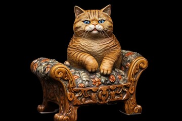 chubby feline sitting on seat. Generative AI