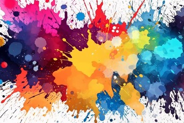 colorful abstract background with ink splashes and drops. Generative AI