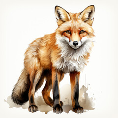 Fototapeta premium watercolor fox clipart, Generative Ai