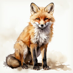 watercolor fox clipart, Generative Ai