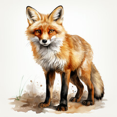 Fototapeta premium watercolor fox clipart, Generative Ai