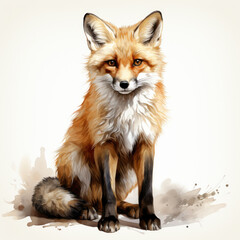watercolor fox clipart, Generative Ai