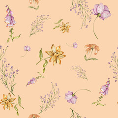 seamless pattern abstract wildflowers. fabulous unusual bright. for postcards, invitations, design