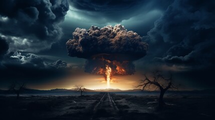 mushroom cloud created after the bomb