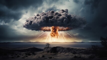 mushroom cloud created after the bomb