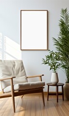 Interior, boho style, with artwork template