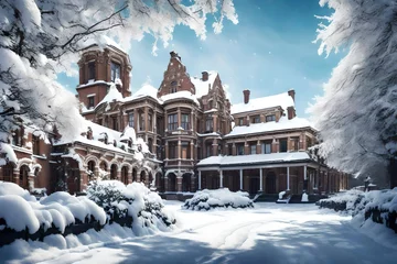 Foto op Plexiglas winter in the city mansion view © Sana