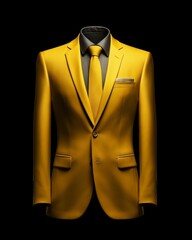 Elegant Yellow Men's Suit Isolated on Black Background
