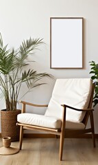 Interior, boho style, with artwork template