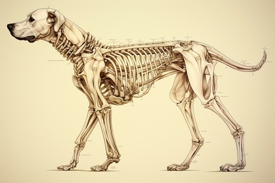 Precise illustration of canine skeletal structure. Generative AI