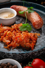 Roasted Pork Sausage with Stewed Cabbage