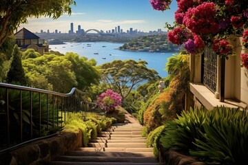 Fototapeta na wymiar Beautiful garden view in Sydney, Australia. Generative AI