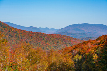 autumn landscape of mountain and forest in white mountain NH