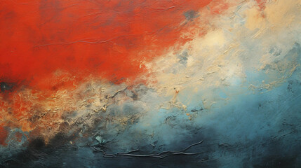 An Aged Textured Orange, White and Blue Paint Backdrop
