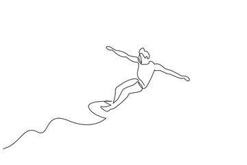 male young alone surfing water sport extreme life lifestyle line art design