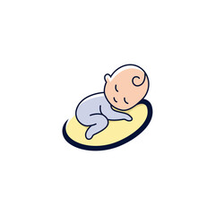 A simple and calm sleeping baby on a pillow Logo Design Symbol Template Flat Style Vector Illustration