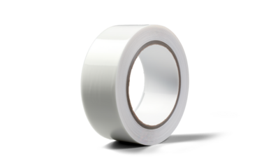 white insulating adhesive tape scotch, png file of isolated cutout object with shadow on transparent background.