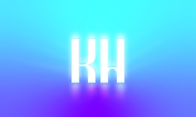 Glowing letters initials reflections rays of light turquoise background