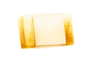 Watercolor natural handmade soap. Skincare illustration isolated on white background. Beauty products and botany elements, cosmetology and medicine. For designers, spa decoration, postcards, 