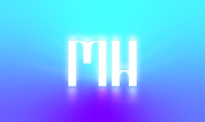 glowing letters initials reflections rays of light turquoise background
