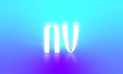 glowing letters initials reflections rays of light turquoise background
