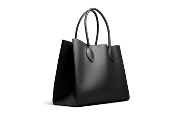 casual black leather women bag, png file of isolated cutout object with shadow on transparent background.