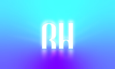 Glowing letters initials reflections rays of light turquoise background