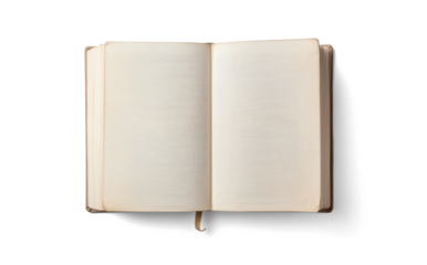 open old book with text, png file of isolated cutout object with shadow on transparent background.