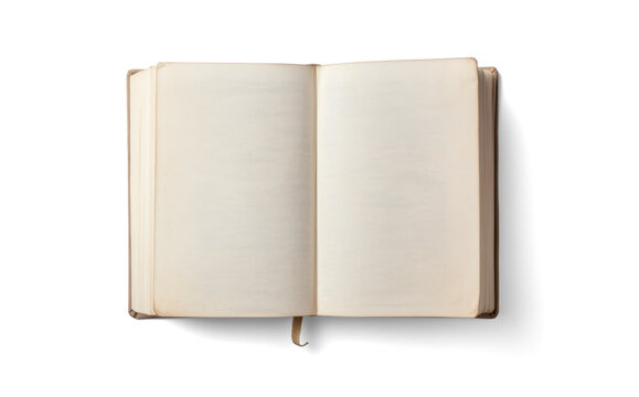 open old book with text, png file of isolated cutout object with shadow on transparent background.