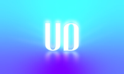 glowing letters initials reflections rays of light turquoise background