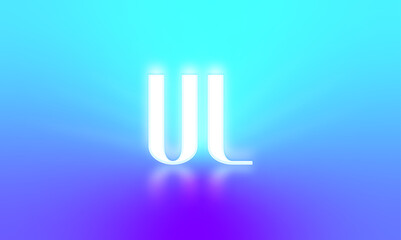 Glowing letters initials reflections rays of light turquoise background