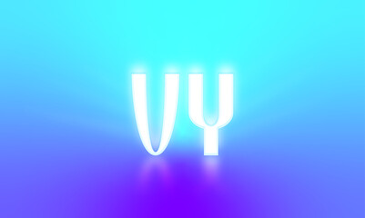 glowing letters initials reflections rays of light turquoise background