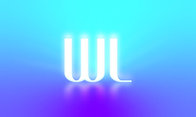 glowing letters initials reflections rays of light turquoise background