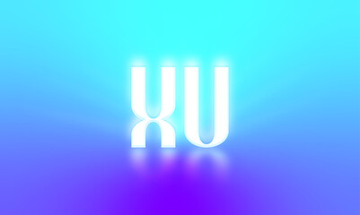 glowing letters initials reflections rays of light turquoise background