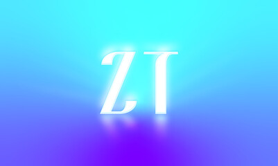 glowing letters initials reflections rays of light turquoise background