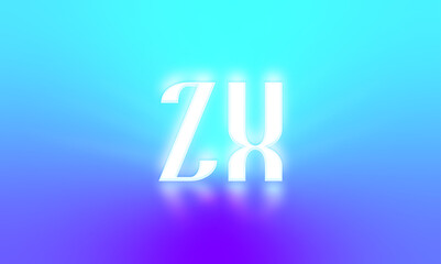glowing letters initials reflections rays of light turquoise background