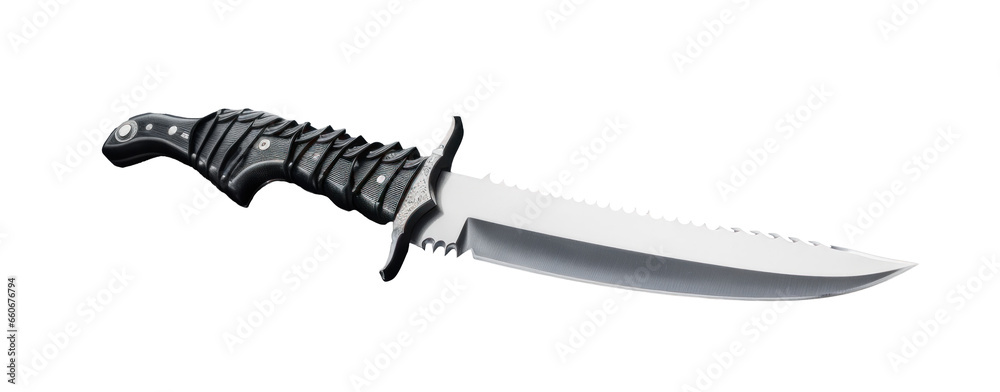 Wall mural combat knife, png file of isolated cutout object with shadow on transparent background.