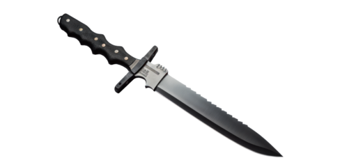 combat knife, png file of isolated cutout object with shadow on transparent background.