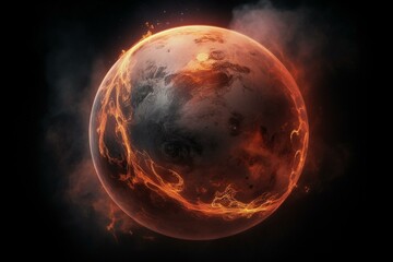 High-resolution wallpaper depicting a planet enveloped in smoky layers. Generative AI