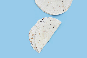 Quinoa tortilla wraps on white background