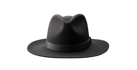classic black hat, png file of isolated cutout object with shadow on transparent background.