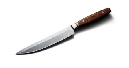 kitchen knife, png file of isolated cutout object with shadow on transparent background.