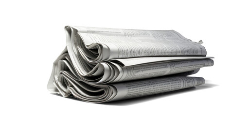 a stack of newspapers lies, png file of isolated cutout object with shadow on transparent background.