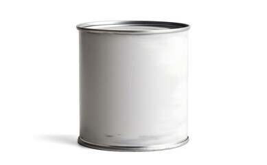 empty tin can side view, png file of isolated cutout object with shadow on transparent background.