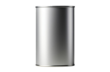empty tin can side view, png file of isolated cutout object on transparent background.