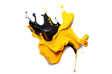 thick voluminous stroke of black orange oil paint, png file of isolated cutout object with shadow on transparent background.