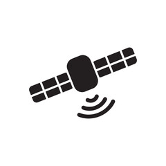 Artificial satelite in orbit around earth. Satellite vector icon, logo and illustration