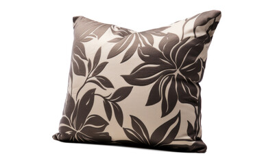 Obraz premium sofa decorative pillow cushion with floral pattern, png file of isolated cutout object with shadow on transparent background.